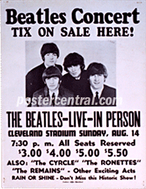 Beatles concert tix on sale here poster